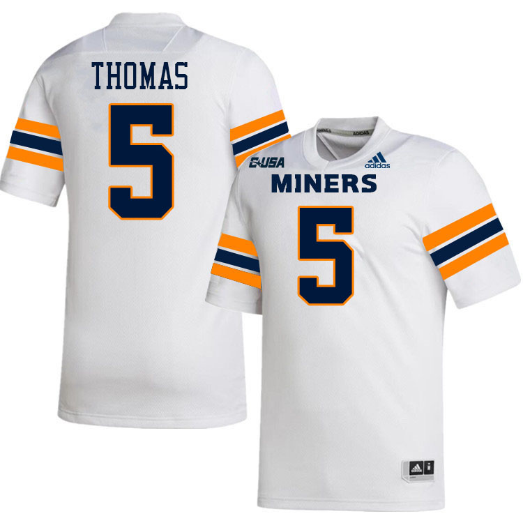 Kam Thomas UTEP Jersey,UTEP Miners #5 Kam Thomas College Football Jersey,Uniforms-White